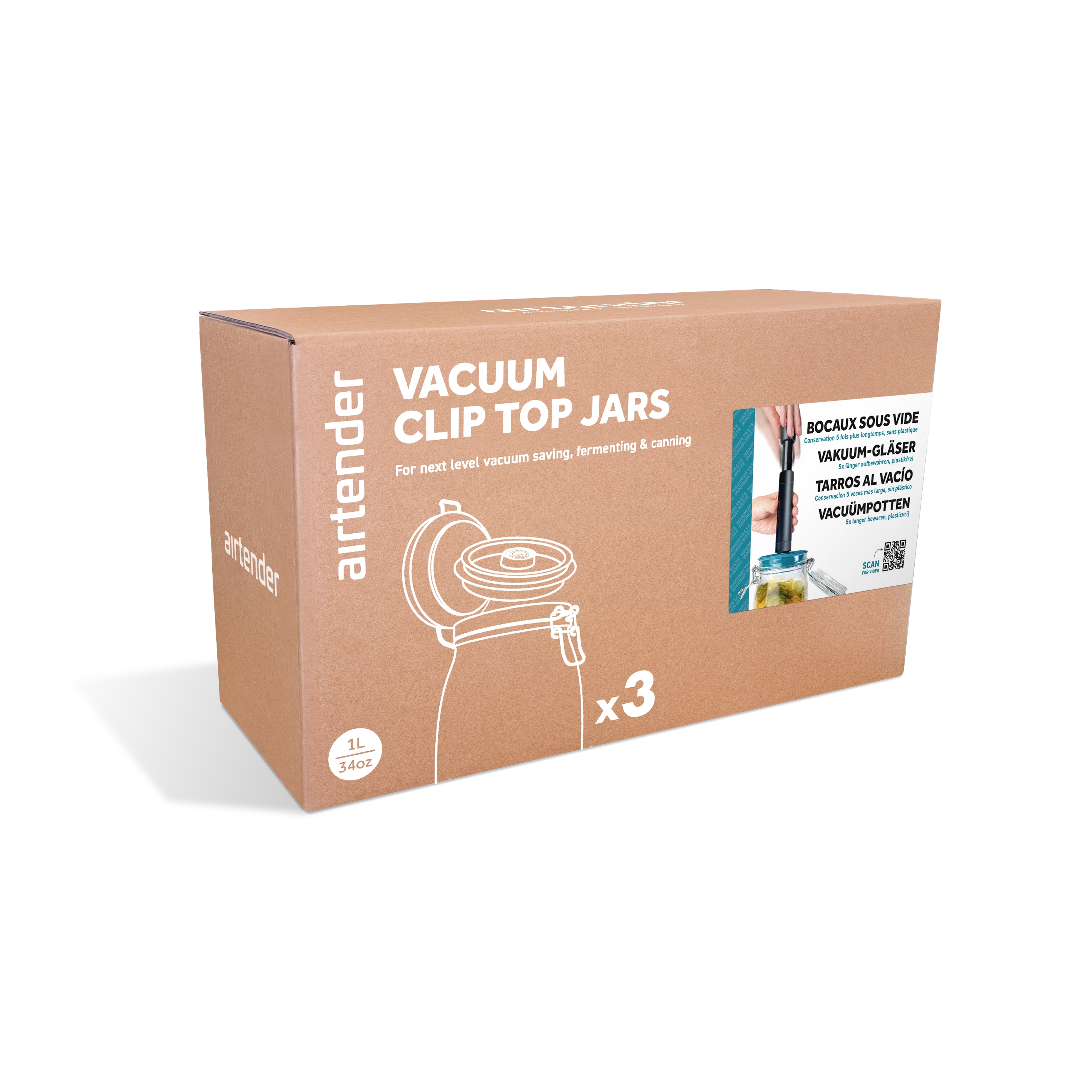 VacuumClipTopJar Setof3 1000ml